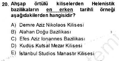 Türkiye´nin Kültürel Mirası 1 2014-2015 Dönem Sonu Sınavı - 20. soru