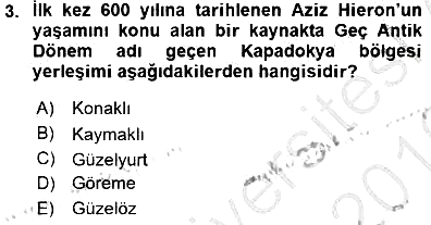 Türkiye´nin Kültürel Mirası 1 2015-2016 Dönem Sonu Sınavı - 3. soru