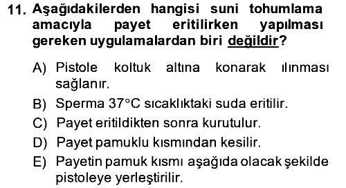 Doğum Bilgisi ve Suni Tohumlama 2014-2015 Ara Sınav - 11. soru