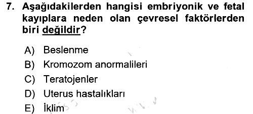 Doğum Bilgisi ve Suni Tohumlama 2016-2017 Dönem Sonu Sınavı - 7. soru