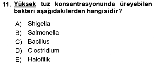 Gıda Güvenliğinin Temel Prensipleri 2016-2017 3 Ders Sınavı - 11. soru