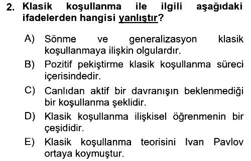 Hayvan Davranışları ve Refahı 2015-2016 Tek Ders Sınavı - 2. soru