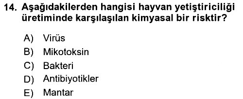 Hayvan Davranışları ve Refahı 2024-2025 Yaz Okulu Sınavı - 14. soru