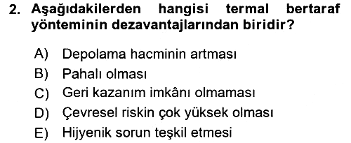 Hijyen ve Sanitasyon 2016-2017 3 Ders Sınavı - 2. soru