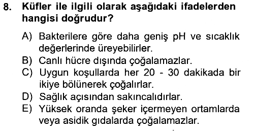 Hijyen ve Sanitasyon 2012-2013 Ara Sınav - 8. soru