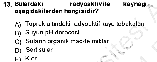 Hijyen ve Sanitasyon 2013-2014 Ara Sınav - 13. soru