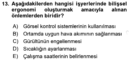 Hijyen ve Sanitasyon 2023-2024 Dönem Sonu Sınavı - 13. soru