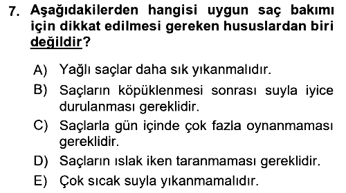Hijyen ve Sanitasyon 2020-2021 Yaz Okulu Sınavı - 7. soru