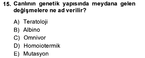 Laboratuvar Hayvanlarını Yetiştirme ve Sağlığı 2013-2014 Ara Sınav - 15. soru