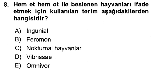 Laboratuvar Hayvanlarını Yetiştirme ve Sağlığı 2021-2022 Dönem Sonu Sınavı - 8. soru