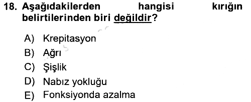 Temel Klinik Bilgisi 2016-2017 Dönem Sonu Sınavı - 18. soru