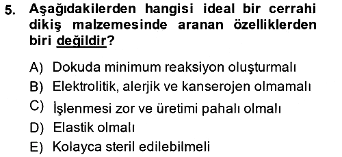 Temel Klinik Bilgisi 2013-2014 Tek Ders Sınavı - 5. soru