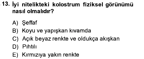 Temel Sürü Sağlığı Yönetimi 2014-2015 Dönem Sonu Sınavı - 13. soru