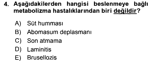Temel Sürü Sağlığı Yönetimi 2017-2018 Dönem Sonu Sınavı - 4. soru