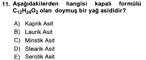 Temel Veteriner Biyokimya 2016-2017 Ara Sınav - 11. soru