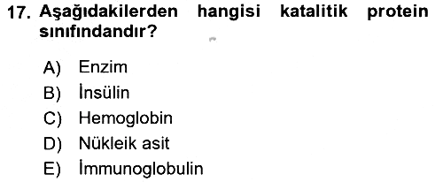 Temel Veteriner Biyokimya 2016-2017 Ara Sınav - 17. soru