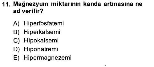 Temel Veteriner Biyokimya 2014-2015 Dönem Sonu Sınavı - 11. soru