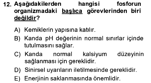 Temel Veteriner Biyokimya 2014-2015 Dönem Sonu Sınavı - 12. soru