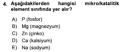 Temel Veteriner Biyokimya 2023-2024 Dönem Sonu Sınavı - 4. soru