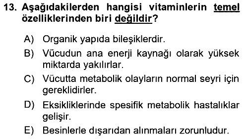 Temel Veteriner Biyokimya 2025-2026 Dönem Sonu Sınavı - 13. soru