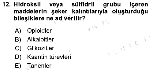 Temel Veteriner Farmakoloji ve Toksikoloji 2024-2025 Dönem Sonu Sınavı - 12. soru