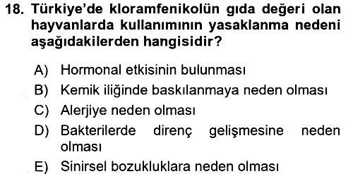 Temel Veteriner Farmakoloji ve Toksikoloji 2015-2016 Tek Ders Sınavı - 18. soru