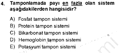 Temel Veteriner Fizyoloji 2014-2015 Ara Sınav - 4. soru