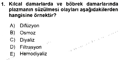 Temel Veteriner Fizyoloji 2015-2016 Dönem Sonu Sınavı - 1. soru
