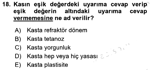 Temel Veteriner Fizyoloji 2021-2022 Dönem Sonu Sınavı - 18. soru