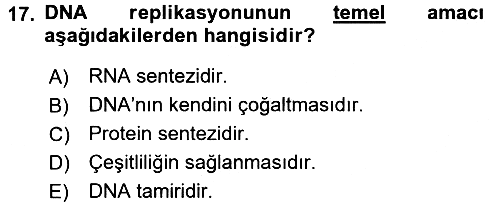Temel Veteriner Genetik 2016-2017 3 Ders Sınavı - 17. soru