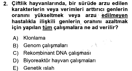 Temel Veteriner Genetik 2018-2019 3 Ders Sınavı - 2. soru