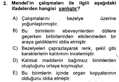 Temel Veteriner Genetik 2015-2016 Ara Sınav - 2. soru