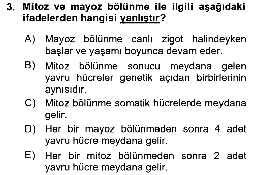 Temel Veteriner Genetik 2016-2017 Ara Sınav - 3. soru