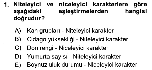 Temel Veteriner Genetik 2019-2020 Ara Sınav - 1. soru