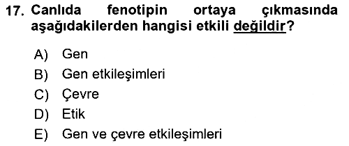 Temel Veteriner Genetik 2021-2022 Ara Sınav - 17. soru