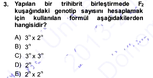 Temel Veteriner Genetik 2013-2014 Dönem Sonu Sınavı - 3. soru
