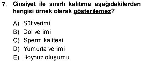 Temel Veteriner Genetik 2013-2014 Dönem Sonu Sınavı - 7. soru