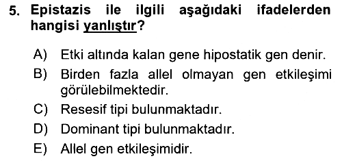 Temel Veteriner Genetik 2023-2024 Dönem Sonu Sınavı - 5. soru