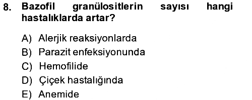 Temel Veteriner Histoloji ve Embriyoloji 2014-2015 Dönem Sonu Sınavı - 8. soru