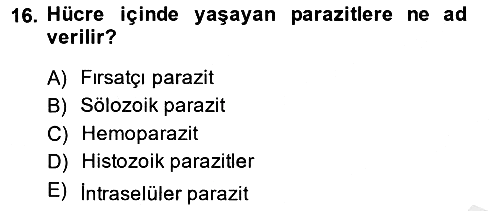 Temel Veteriner Parazitoloji 2013-2014 Ara Sınav - 16. soru