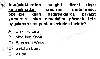 Temel Veteriner Parazitoloji 2013-2014 Dönem Sonu Sınavı - 13. soru
