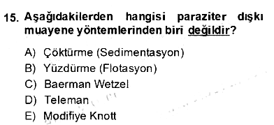 Temel Veteriner Parazitoloji 2013-2014 Dönem Sonu Sınavı - 15. soru