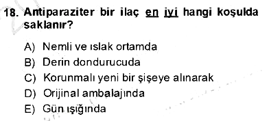 Temel Veteriner Parazitoloji 2013-2014 Dönem Sonu Sınavı - 18. soru