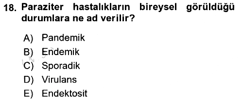 Temel Veteriner Parazitoloji 2024-2025 Dönem Sonu Sınavı - 18. soru