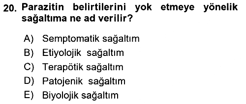 Temel Veteriner Parazitoloji 2024-2025 Yaz Okulu Sınavı - 20. soru