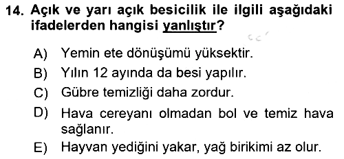 Temel Yem Bilgisi ve Hayvan Besleme 2024-2025 Dönem Sonu Sınavı - 14. soru