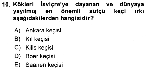 Temel Zootekni 2018-2019 Ara Sınav - 10. soru
