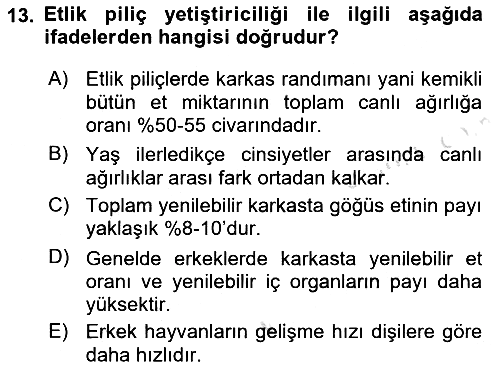 Temel Zootekni 2023-2024 Ara Sınav - 13. soru