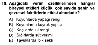 Temel Zootekni 2012-2013 Dönem Sonu Sınavı - 15. soru