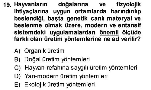 Temel Zootekni 2013-2014 Dönem Sonu Sınavı - 19. soru